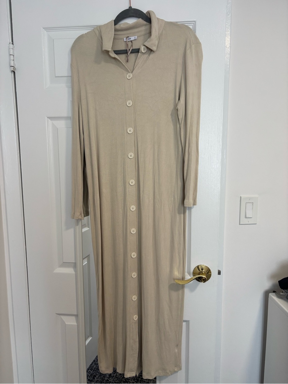 Dress blank long sleeve maxi beige button down dress